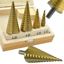 WIERTŁA STOŻKOWE STOPNIOWE TYTANOWE 4-32MM