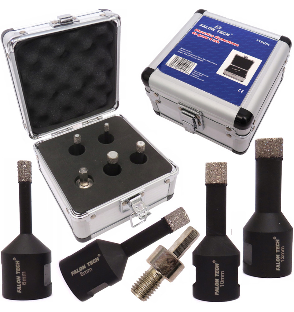 OTWORNICE DIAMENTOWE 6 8 10 12 mm M14 DO GRESU PŁYTEK ADAPTER WALIZKA