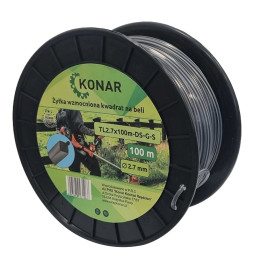 ŻYŁKA KOSY WZMACNIANA Z DRUTEM KWADRAT 2,7MM 100M ZBROJONA
