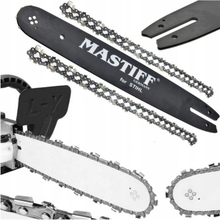 Prowadnica + 2 lancuchy 14"38cm 3/8" 1,3mm 50og